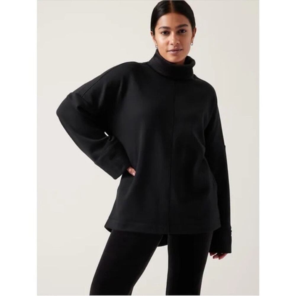 Athleta Black Cozy Karma Fleece Lined Funnel Neck Sweatshirt XXS